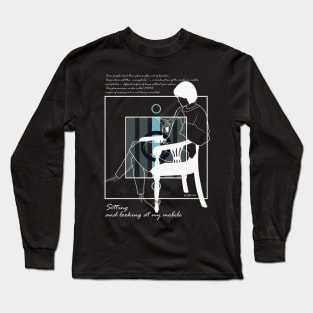 Sitting and looking at my mobile version 5 Long Sleeve T-Shirt